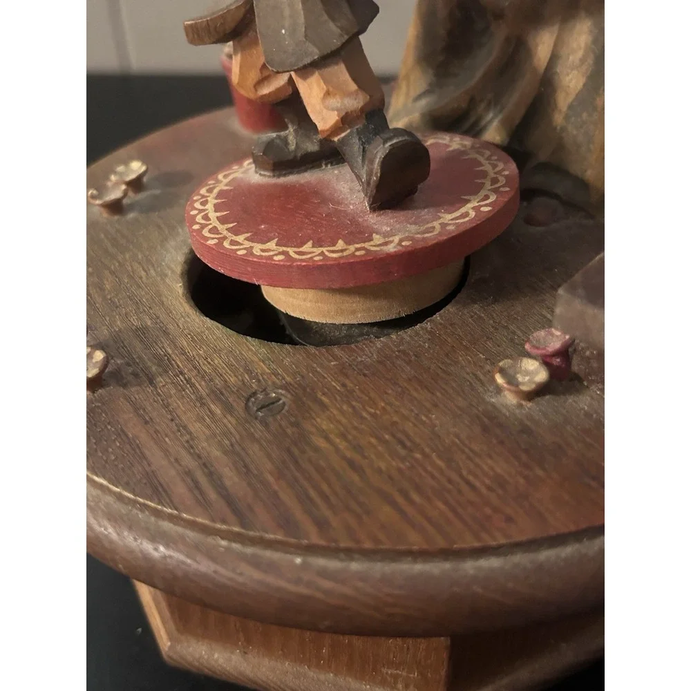Vintage ANRI THORENS Music Box Lara's Theme Hand Carved Wooden Figures